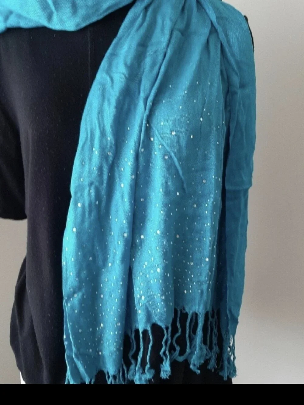 Glittery Aqua blue bling scarf Pashmina new